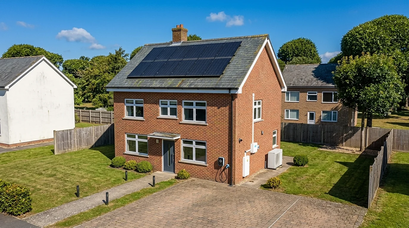 The whole house with solar panels, a battery, a heat pump and an EV charger